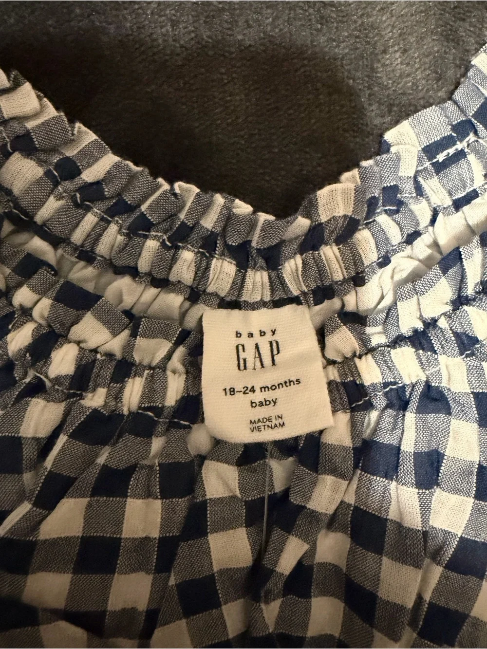 New Baby Gap Blue & White Gingham Puff-Sleeve Dress - 18-24 months
